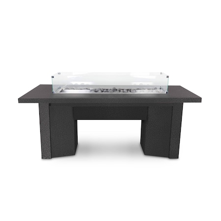 The Outdoor Plus 78 Rectangular Alameda Fire Table - Powder Coated Metal - Silver Vein - Match Lit - Liquid Propane OPT-ALMPC78-SLV-LP